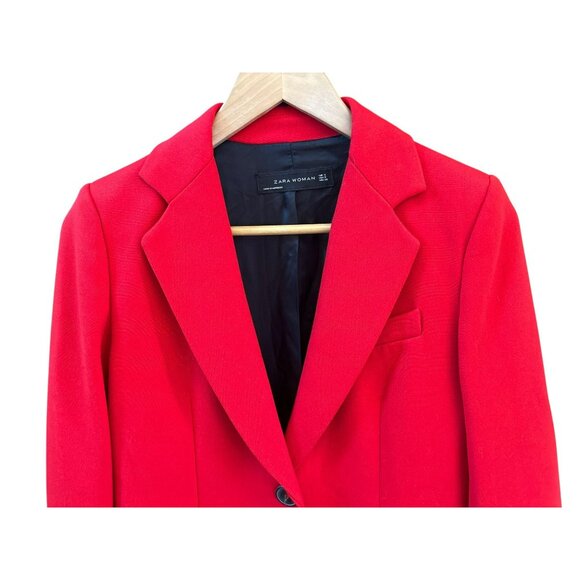 Zara Women's Red Double Button Dress Coat Small Structured Minimalist Design - Picture 2 of 4